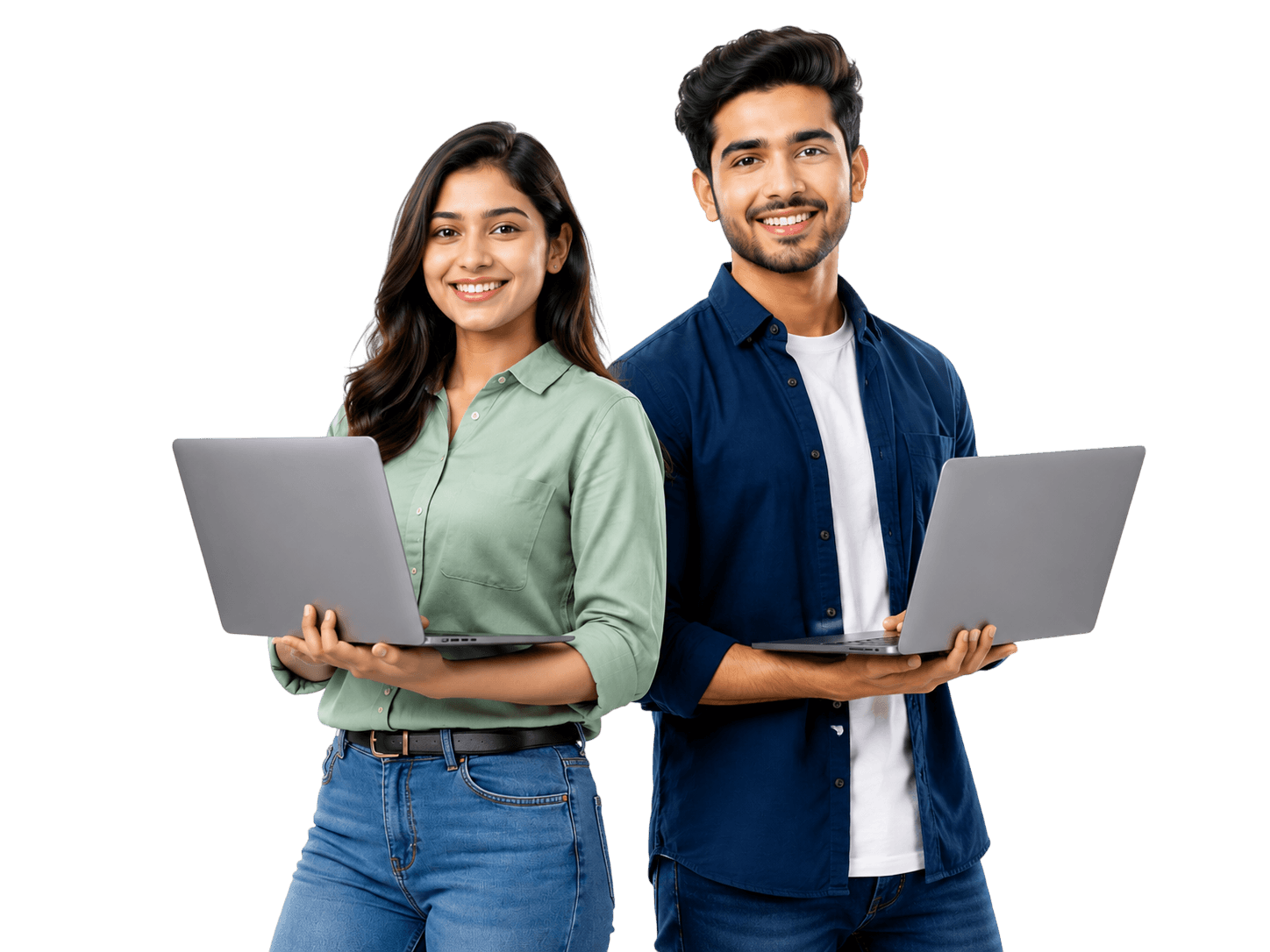 Two Edufy students holding laptops